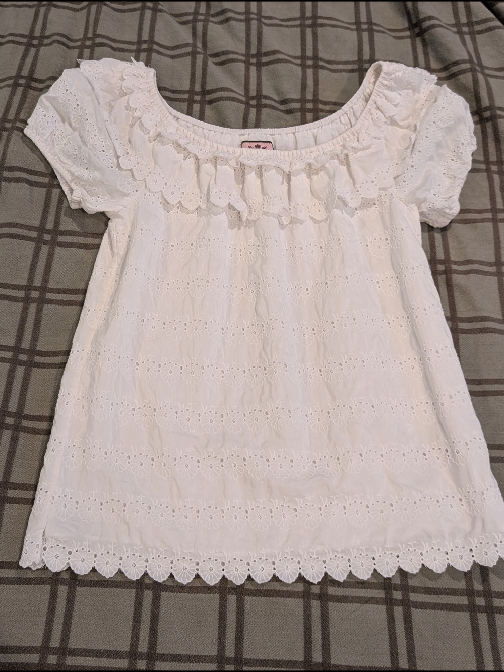 Juicy Couture White Eyelet Off-the-Shoulder Top